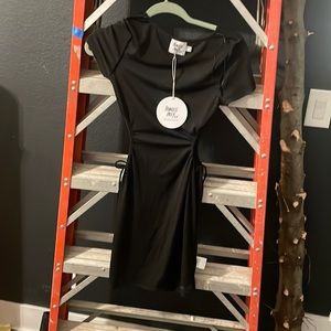 Black side cut out mini dress